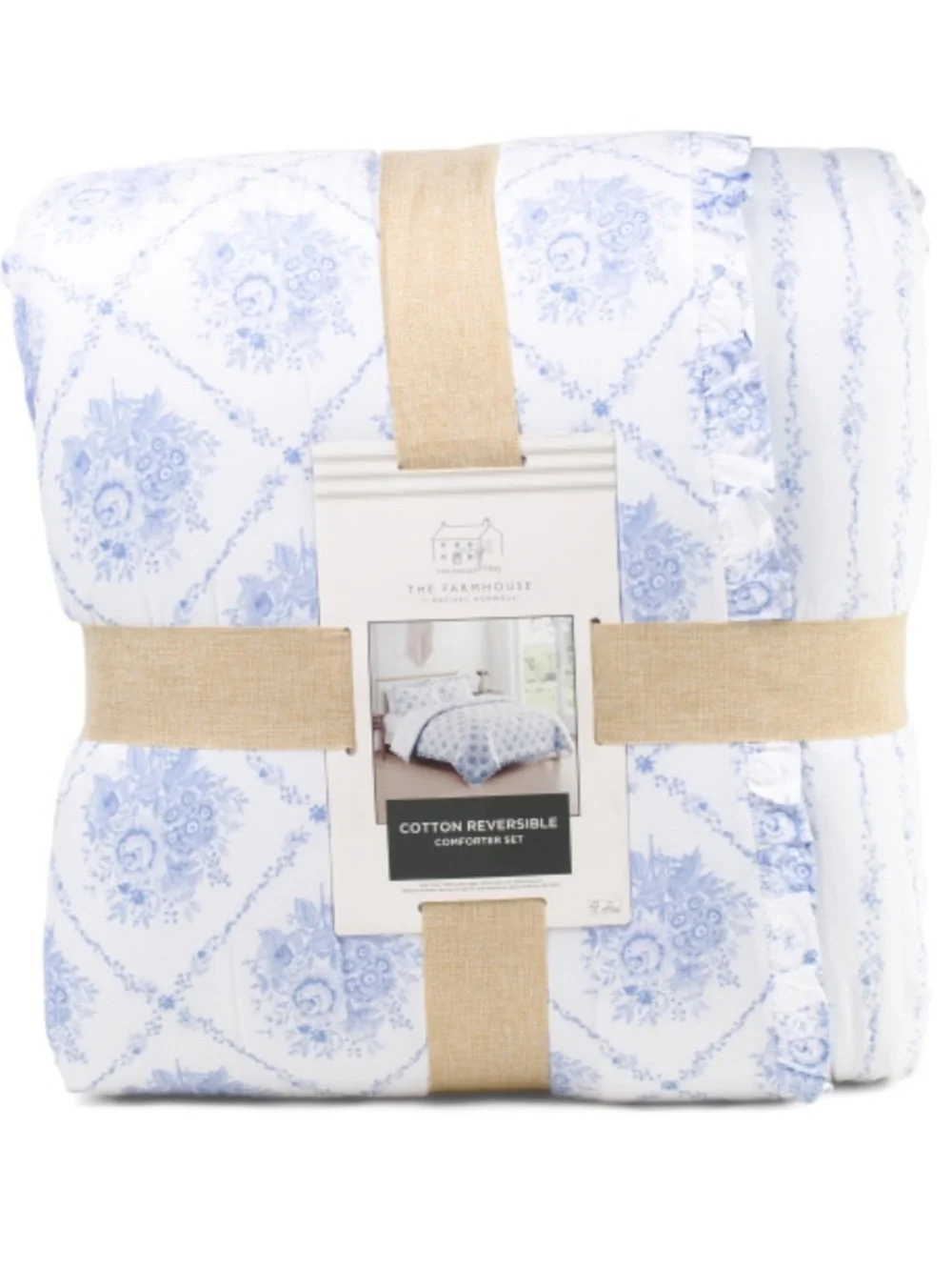 Rachel ASHWELL Blue Floral Cotton Reversible Comforter Set